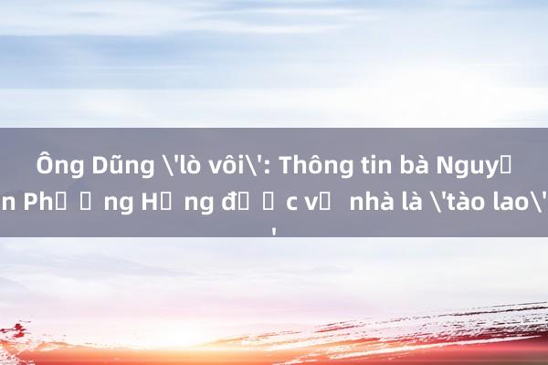 Ông Dũng 'lò vôi': Thông tin bà Nguyễn Phương Hằng được về nhà là 'tào lao'