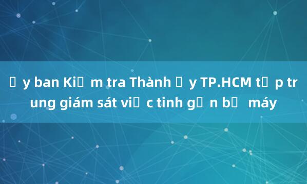 Ủy ban Kiểm tra Thành ủy TP.HCM tập trung giám sát việc tinh gọn bộ máy